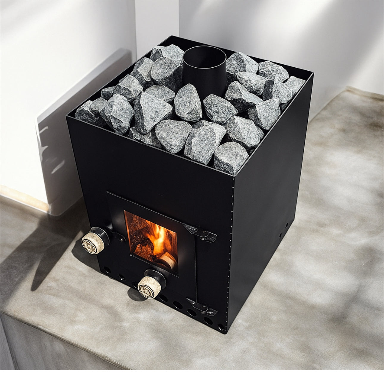 Sauna fire (fully encased in stones)